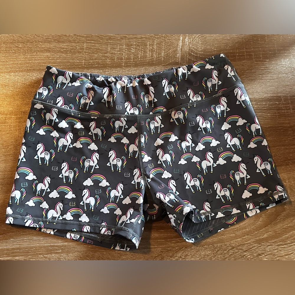 IAB MFG I Am Becoming Booty Shorts | Unicorn Rainbow Print | Size Large